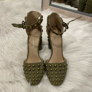 Chinese Laundry/ Studded Heels/ Olive Green